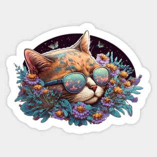 Cool Watercolour Cat Sticker